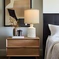 thumbnail image 3 of 18" Farmhouse White Ceramic Table Lamp Set of 2 for Living Room Small Beside Lamp Bedroom Nightstand Lamp End Small Table Lamps, 3 of 7