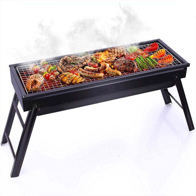 Amdohai Portable Charcoal Grill and Smoker, Go-Anywhere Compact Foldable Grill for Travel, Outdoor Cooking and BBQ, Camping Grill Picnic Patio Backyard, 23-Inch, Black