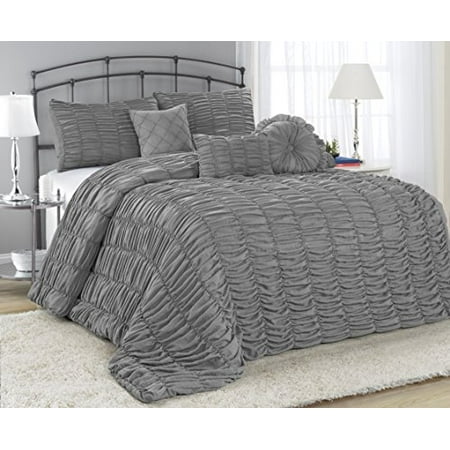 7 Piece ADEL Ruffled Clearance bedding Comforter Set Fade Resistant, Wrinkle Free, No Ironing ...
