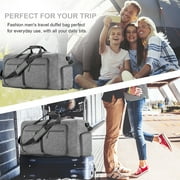 XUEYU 24 Large Travel Duffle Bag for Men, 65L Foldable Travel Duffel Bag with Shoes Compartment, Overnight Bag for Men Women Waterproof, Travel Bag for Traveling Camping Touring, Gray