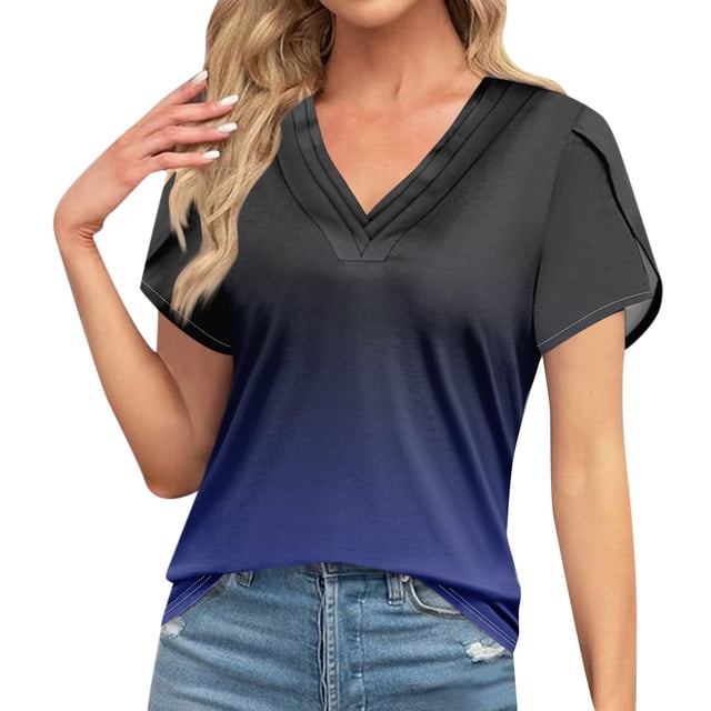 V Neck Womens T-Shirts Basic Tops for Women Cap Sleeve Loose Tank Tops
