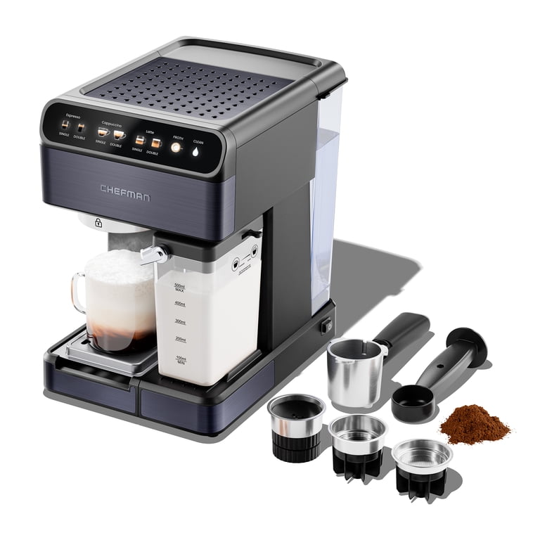Chefman 6-in-1 Espresso Machine, 15-BAR Pump, Color Display, Built
