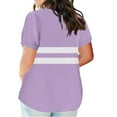 thumbnail image 4 of Lenpel Plus Size Tops for Women Fashion Summer Short Sleeve V Neck Striped Color Block T Shirts Casual Tunic Tees, 4 of 6