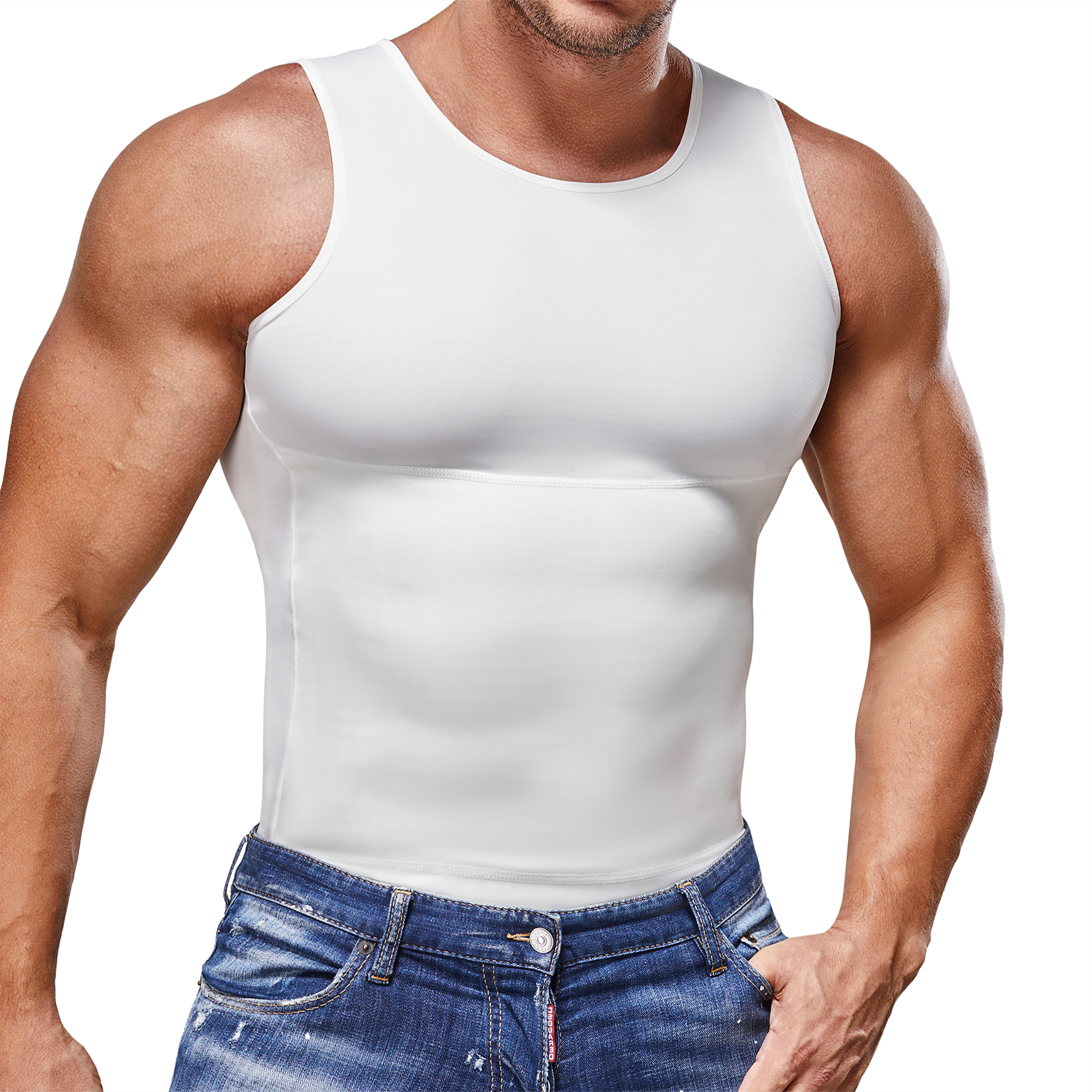 Irisnaya Compression Shirt Shapewear for Men Tummy Control Vest Back