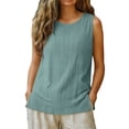 thumbnail image 5 of XPMWRP Women's Sleeveless Crew Neck Linen Tank Tops Side Split Casual Loose Fit Flowy Blouse for Summer Daily Wear Vacation Bronze M, 5 of 5