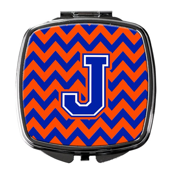Letter J Chevron Orange and Blue Compact Mirror CJ1044-JSCM