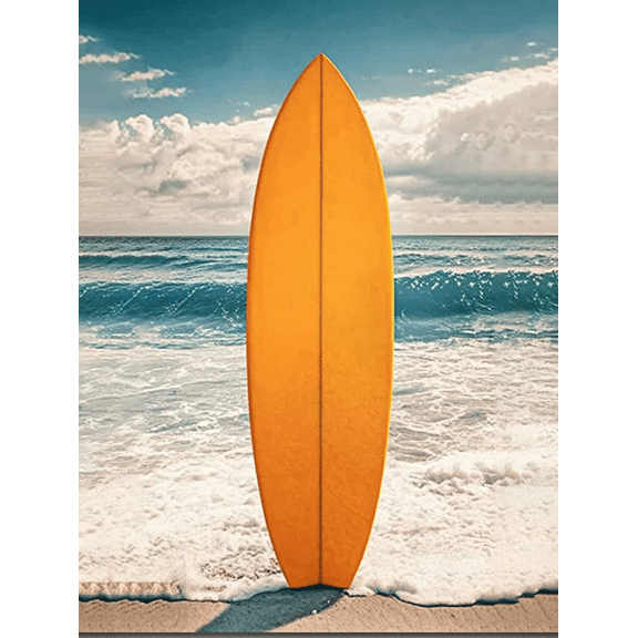 Orange Surfboard Canvas Wall Art, Perfect for Living Room, Bedroom, Bathroom, Office, and Beach House Decor.
