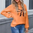 thumbnail image 5 of Bovemsi Womens Sweaters Women's Casual Round Neck Bow Sweater Autumn And Winter Knitted Shoulder Down Fall Sweaters, 5 of 8