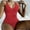 Red, variant on Generic Women's One Piece Swimsuit Solid Ribbed Tummy Control Bathing Suit Slimming Wide Straps Deep V Neck Swimwear