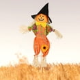 thumbnail image 3 of HAHUT 1 Pack Fall Harvest Scarecrow Decorations - 21.65" Standing Thanksgiving Scarecrows with Sunflowers and Bow for Autumn, Halloween, Garden, Yard, Porch Decor (Orange), 3 of 7