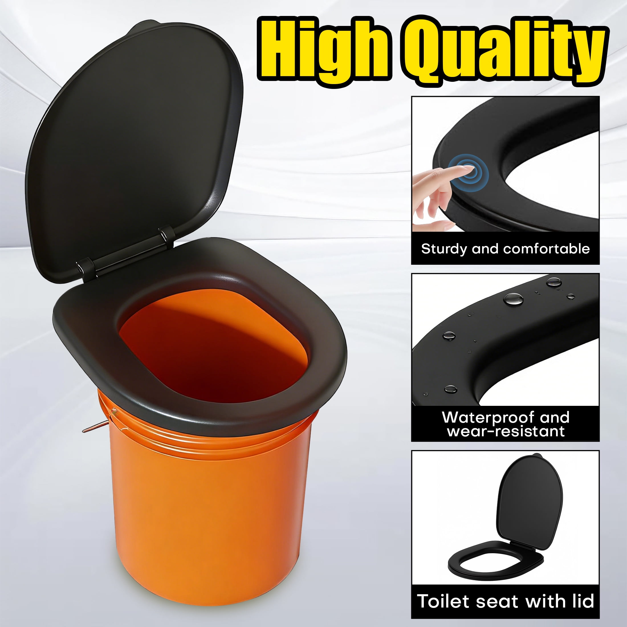 Toilet Seat, Outdoor Toilet Seat With Lid, Plastic Toilet Seat Cover Easy to Carry Portable Camping Outdoor Toilet Seat for Adults