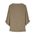 thumbnail image 4 of Women's Tops Short Sleeve V-Neck Plus Size Loose Ruffle Hem Cuffs Tee Top, 4 of 7
