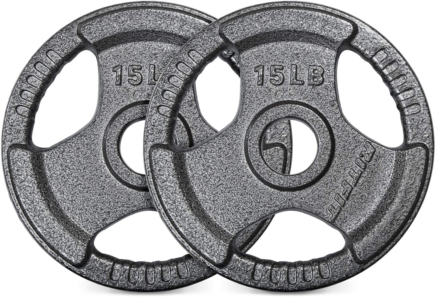 RitFit 15lb Set of Olympic Weight Plates for Barbell, 2 inch Iron