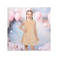thumbnail image 2 of Sunny Fashion Girls Dress Beige Sparkle Mesh Long Sleeve Special Elegant Formal Gown 6 Years, 2 of 7