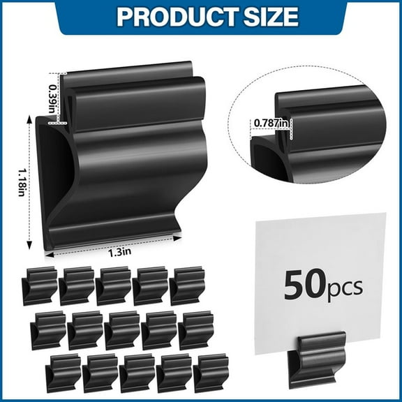 50 Pcs Black Sign Clip Food Tray Label Holder Plastic Buffet Food Label Clip Reusable Price Tag Tray Sign Holder