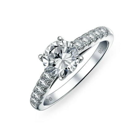 Engraved Wedding Set Personalized 1.75CT Round AAA CZ Solitaire Engagement Ring Set Cubic Zirconia 925 Sterling Silver Custom Engraved ()