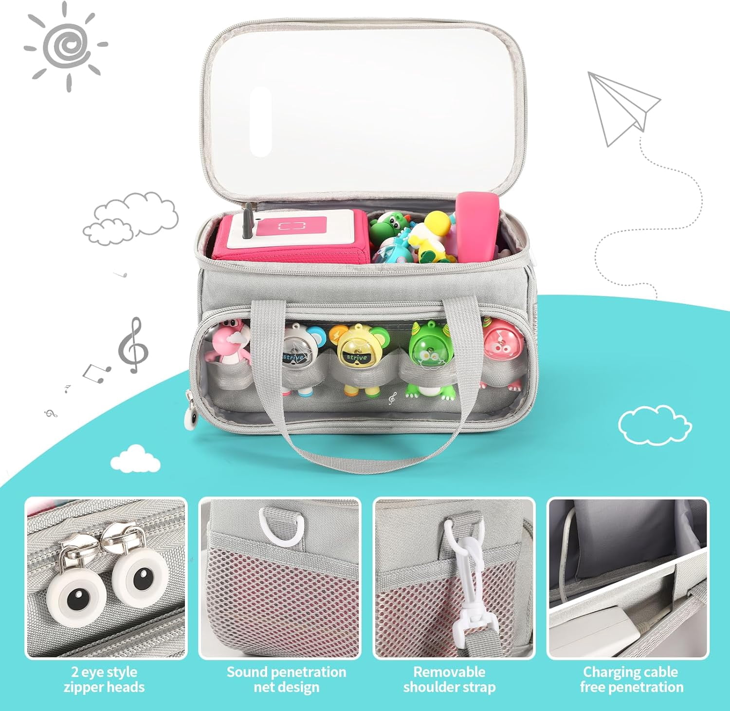 Carrying Case for Toniebox, Storage Carrier Bag for Tonie Characters with Shoulder Strap and Handle