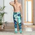 thumbnail image 2 of Logiee Blue Floral with Butterflies Print Pajama Pants for Men,Men’s Pajama Bottoms,Mens PJ Pants with Pockets & Button Fly-Small, 2 of 6