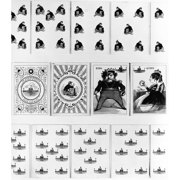 Civil War: Playing Cards. /Nengraved Playing Cards Depicting The Union Navy (And U.S.S. 'Monitor'), Made By Andrew Dougherty, New York, 1865. Poster Print by  (24 x 36)