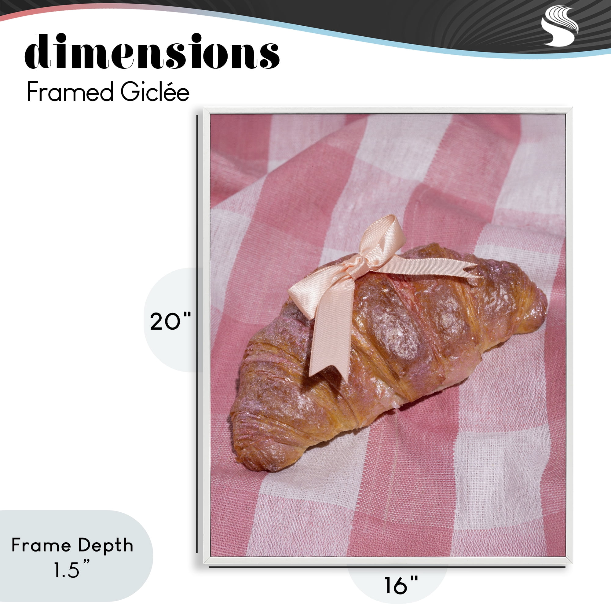 Stupell Industries Glam Ribbon Croissant White Framed Giclee Art, design by LISH Creative