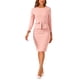 thumbnail image 2 of Vestido ajustado de peplum para mujer INSPIRE CHIC, cuello redondo, de manga larga, cintura alta, midi, vestido de trabajo, rosa polvo, talla S, 2 of 5