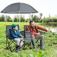 thumbnail image 2 of SSyao Double Camping Chair with Canopy, Folding Camp Chairs w/Cup Holder, Cooler & Carry Bag, Table, Side Pocket, 2 Person Portable Beach Chair with Umbrella, for Picnic Fishing (Grey), 2 of 9