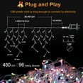 thumbnail image 4 of RGB Color Changing LED Icicle Lights For Outside House With 42-Key Remote,40FT LEDs Hanging Twinkle Christmas String Lights For House Roof Halloween Xmas,43 Modes,Timer,Holiday Presets,IP54, 4 of 9