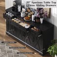 thumbnail image 2 of Euroco 55 Inch Farmhouse Buffet Cabinet, 4-Door Sideboard with Fluted Details & Adjustable Shelves, Storage Cabinet for Dining Room, Kitchen, Living Room, Entryway, Black, 2 of 26