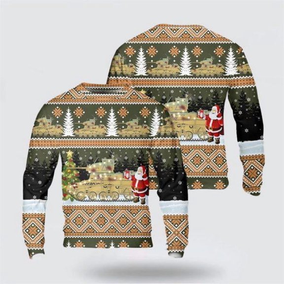 Army Sweater, US Army M3 Stuart Honey Connecticut IV A Squadron 5th Royal Tank Regiment 7th Armoured Division Christmas Sweater