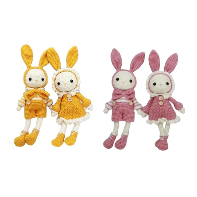 Juego De Para Principiantes BLESIY Conejos Lindos Accesorios De Gancho De Hilo 2x Rosa Amarillo