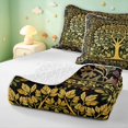 thumbnail image 4 of Homewish Bohemian Nature Botanical Tree Bed Spread Queen,Retro Flowers Queen Coverlet Set,Blue Green,Black Reversible,3-Piece, 4 of 7