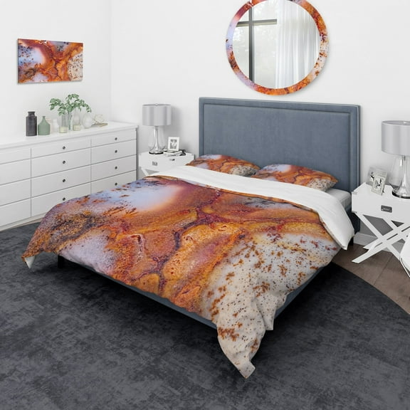 Designart 'Moss Agate with crack' Stone Duvet Cover Set