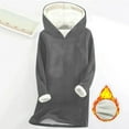 thumbnail image 3 of Womens Winter Long Length Fleece Sherpa Lined Hoodie Casual Warm Long Sleeve Pullover Sweatshirts, 3 of 3