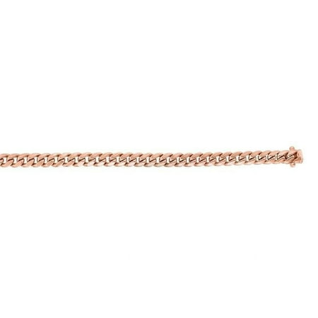24 in. 14K Rose Gold Classic Miami Cuban Chain with Box & Figure 8 Clasp