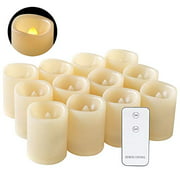 DRomance Flickering Flameless Votive Candles Bulk with Remote, Battery Operated LED Tealights Candles(Battery Included), Set of 12 Plastic Warm Light Christmas Home Decoration(Ivory, 1.5 x 2 Inch)