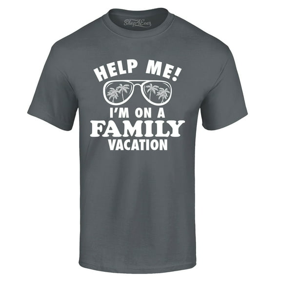 Shop4Ever Men's Help Me! I'm On A Family Vaction Funny Graphic T-shirt XX-Large Charcoal