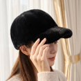 thumbnail image 3 of Joernso Plush Fuzzy Faux Fur Baseball Cap for Men Women, Fluffy Winter Warm Baseball Cap, Adjustable Unisex Curved Brim Hat for Cold Weather, 3 of 8