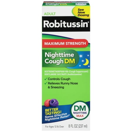 Robitussin Adult Max Strength Nighttime Cough DM Max, 8 Fl (What's The Best Remedy For A Cough)