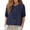 *Navy, variant on ClodeEU Women's Summer Short Sleeve Round Neck Cotton Linen Shirts,Retro Embroidered Boho Blouse Tops Pink,Womens Plus L