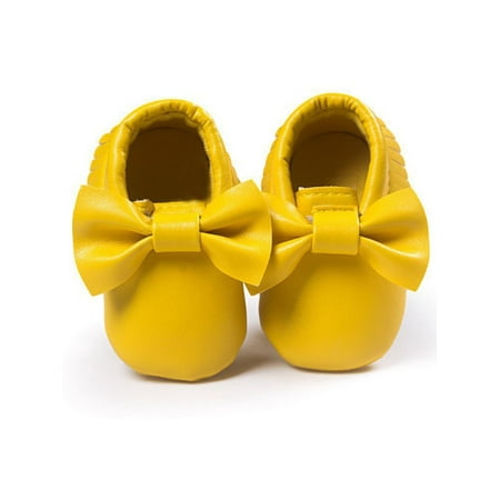 - Babula Baby Girl Bowknot Fringed Kids Leather Soft Soled Crib Shoes
