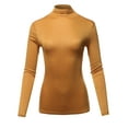 thumbnail image 2 of A2Y Women's Fitted Solid Long Sleeve Mock Neck Rayon Top Shirt Dark Mustard M, 2 of 6