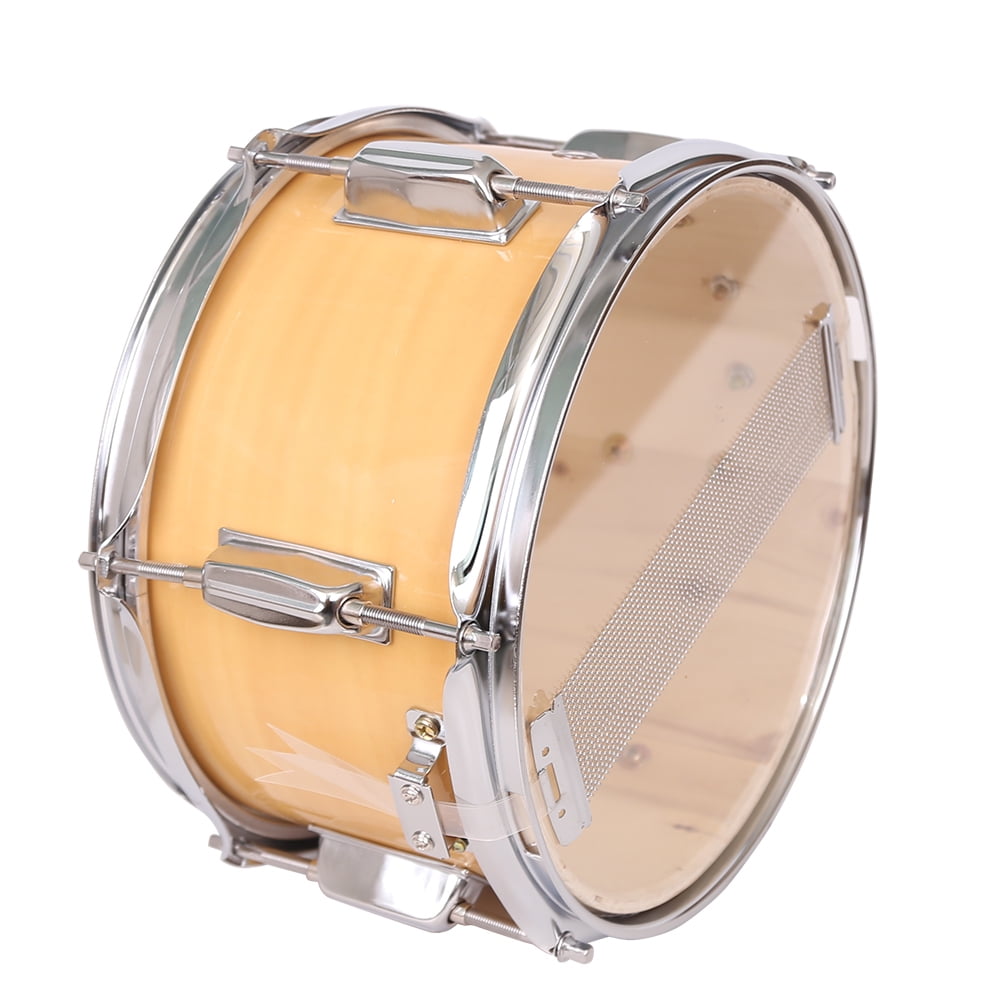 Snare Drum 10" x 6" Kid Drums Acoustic Single Drum 6 Lugs with Drumsticks Drum Key Strap, Wood