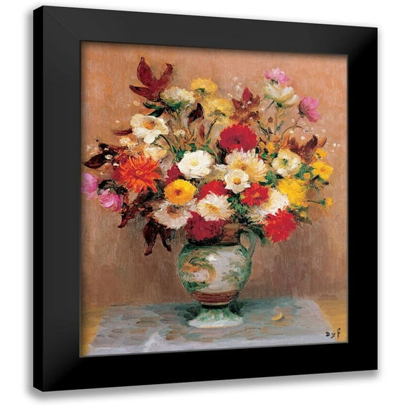 DYF 12x14 Black Modern Framed Museum Art Print Titled - Bouquet de dahlias