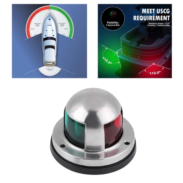Luz de navegación LED para embarcaciones marinas, luz de advertencia impermeable para montaje en cubierta, para lancha rápida, pesca nocturna, pontón, Rojo Verde