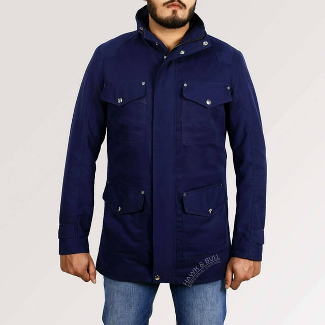 Blue Long Coat Cotton Jacket For Men Long Coat Cotton Coat For Men Blue Cotton Coat Men Long Cotton Coat Casual Jacket For Men Buttoned Coat size XXXL