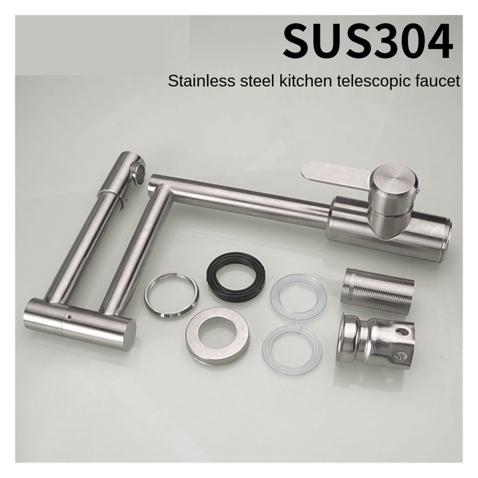 Folding Faucet 304 Stainless Steel Kitchen Faucet Sink Sink Sink Hot And Cold Water Faucet Rotatable ,360° Swivel Spout