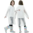thumbnail image 6 of 2 Pack Raincoat Rain Poncho for Kids, Reusable EVA Rain Coats for 6-14 Boys Girls, Rain Jackets Gear with Hood, White, 6 of 7