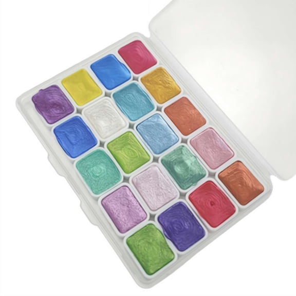 SharkTRUE 20-Color Shimmering Watercolor Paint Set - Portable Travel Kit for Beginners & Artists, Perfect Gift