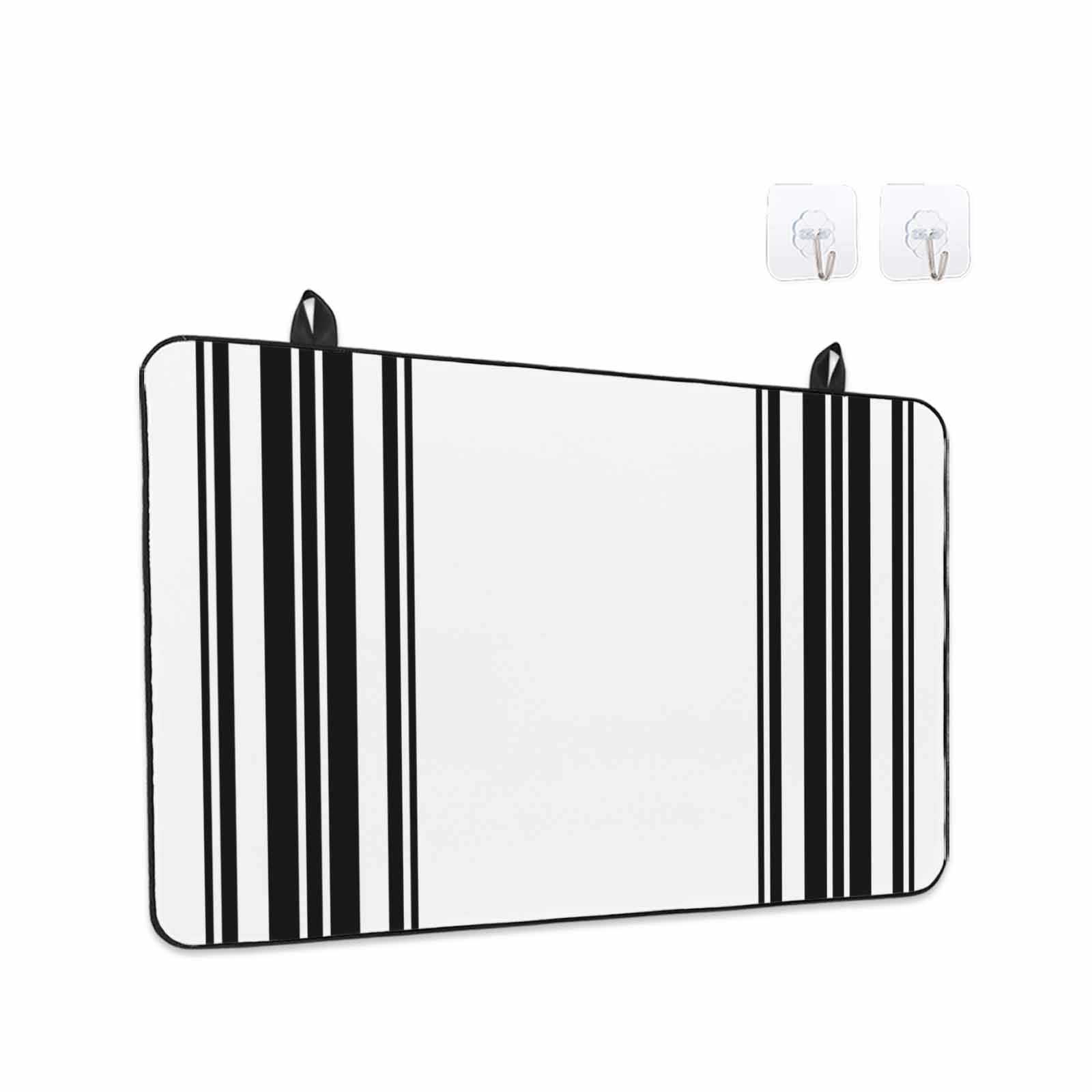 Black Striped Stove Top Cover for Electric Stove, Heat-proof & Non Slip Glass Top Stove Cover Protector, Modern White Striped Abstract Art Aesthetics Kitchen Flat Cooktop Rubber Mat 31x24 Inches