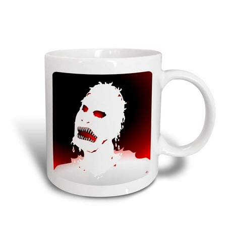 3dRose ZOMBIES white zombie 1 on white, Ceramic Mug, 15-ounce